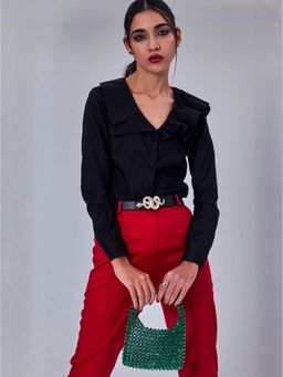 Prot Official - Black Shirt With Half And Half Unique Collar