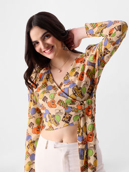 The Souled Store - Official Friends Doodle Pattern Cropped Tops For Womens