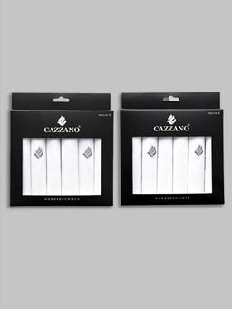 CAZZANO - Men Checked And Solid White Handkerchief (Pack of 12)