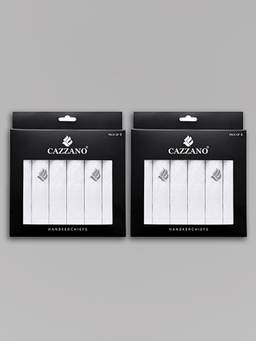 CAZZANO - Men White Checked Cotton Handkerchief (Pack of 12)