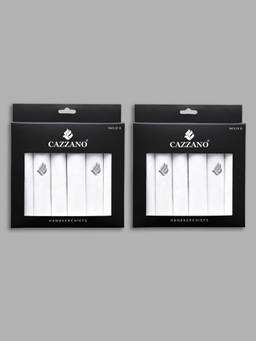 CAZZANO - Men White Solid Cotton Handkerchief (Pack of 12)