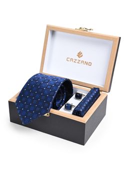 CAZZANO - Men Checks Skinny Tie With Pocket Square & Cufflinks