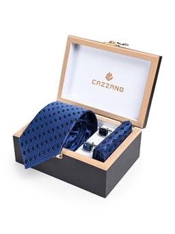 CAZZANO - Men Printed Skinny Tie With Pocket Square & Cufflinks