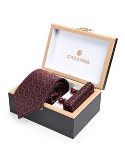 CAZZANO - Men Printed Skinny Tie With Pocket Square & Cufflinks