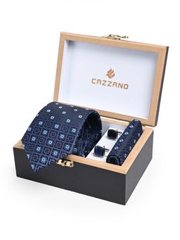 CAZZANO - Men Checks Skinny Tie With Pocket Square & Cufflinks