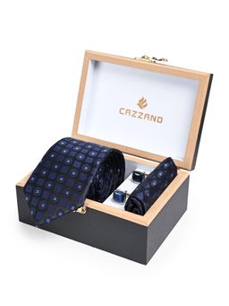 CAZZANO - Men Printed Skinny Tie With Pocket Square & Cufflinks