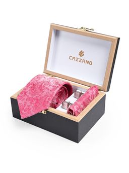 CAZZANO - Men Floral Skinny Tie With Pocket Square & Cufflinks