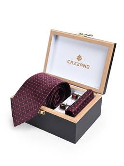 CAZZANO - Men Polka Dot Skinny Tie With Pocket Square & Cufflinks