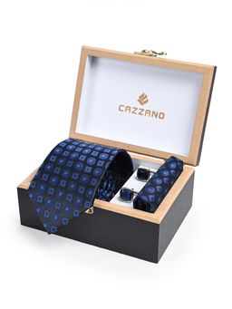 CAZZANO - Men Printed Skinny Tie With Pocket Square & Cufflinks