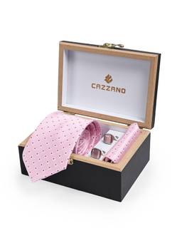 CAZZANO - Men Polka Dot Skinny Tie With Pocket Square & Cufflinks