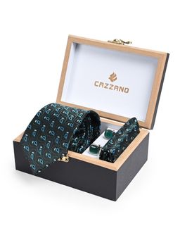 CAZZANO - Men Paisley Skinny Tie With Pocket Square & Cufflinks