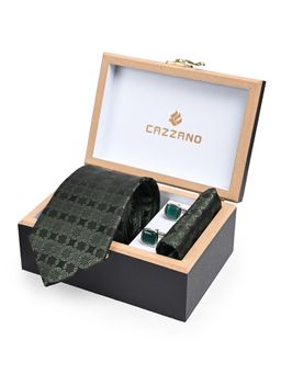 CAZZANO - Men Printed Skinny Tie With Pocket Square & Cufflinks