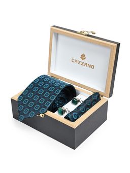 CAZZANO - Men Microfiber Checked Tie With Pocket Square & Cufflinks