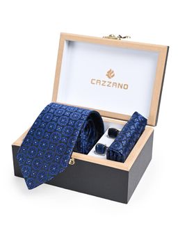 CAZZANO - Men Printed Skinny Tie With Pocket Square & Cufflinks