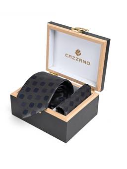CAZZANO - Men Geometric Tie With Pocket Square