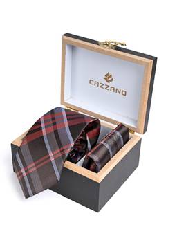 CAZZANO - Men Checked Tie With Pocket Square