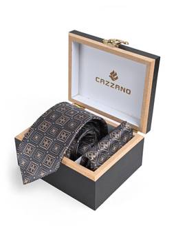 CAZZANO - Men Printed Tie With Pocket Square