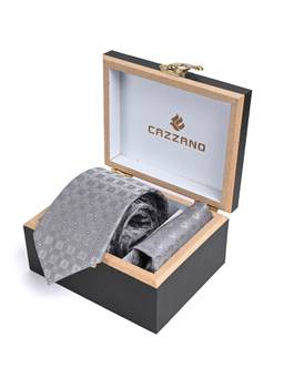 CAZZANO - Men Checked Tie With Pocket Square