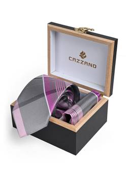 CAZZANO - Men Striped Tie With Pocket Square