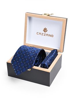 CAZZANO - Men Checks Skinny Tie With Pocket Square