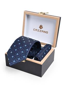 CAZZANO - Men Checks Skinny Tie With Pocket Square