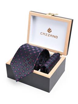 CAZZANO - Men Printed Skinny Tie With Pocket Square