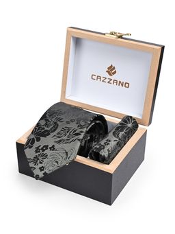 CAZZANO - Men Floral Skinny Tie With Pocket Square