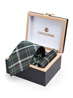 CAZZANO - Men Striped Skinny Tie With Pocket Square