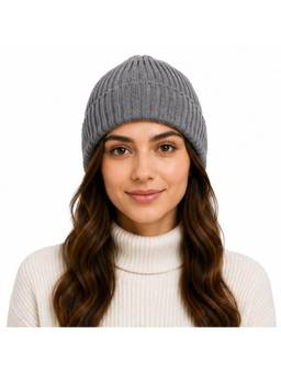 CAZZANO - Women Winter Woollen Grey Beanie