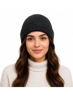 CAZZANO - Women Winter Woollen Dark Grey Beanie