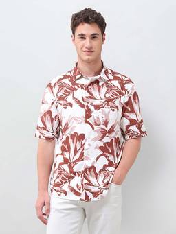U.S. Polo Assn. Denim Co. - Floral Printed Crinkle Solid Weave Shirt