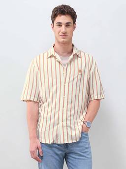 U.S. Polo Assn. Denim Co. - Vertical Striped Seersucker Solid Weave Shirt