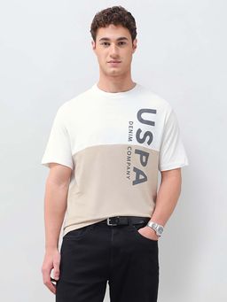U.S. Polo Assn. Denim Co. - Colourblocked Brand Printed Regular Fit T-Shirt
