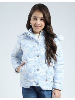 Monte Carlo - Girls Off White Printed Detachable Hood Jacket