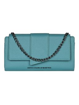 United Colors of Benetton - Careline Blue Flap Women's Wallet with Detachable Chain