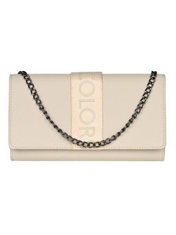 United Colors of Benetton - Beige Avani Flap Wallet with Detachable Chain