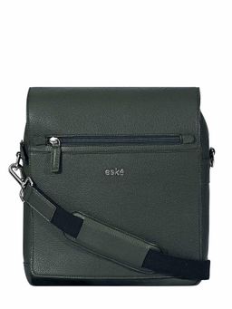 Eske - Unisex Green Kian Leather Travel Sling Bag with Detachable Strap
