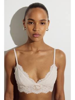 H&M - Women Beige Padded Soft Lace Bra