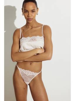 H&M - Women Beige Lace Brazilian Thong Briefs