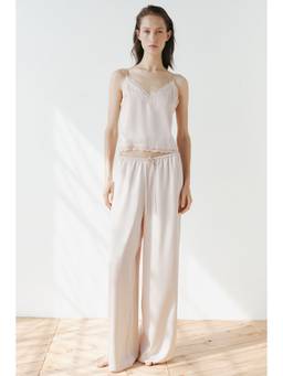 H&M - Women Beige Drawstring Satin Pyjama Bottoms