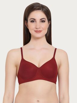 Clovia - Padded Non-Wired Full Cup T-Shirt Bra In Maroon