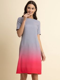 FableStreet - Ombre Shift Dress - Grey and Fuchsia