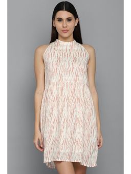 Allen Solly - White Halter Neck Printed Dresses