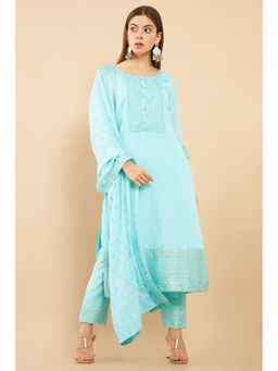 Soch - Women Blue Embroidered Suit (Set of 3)