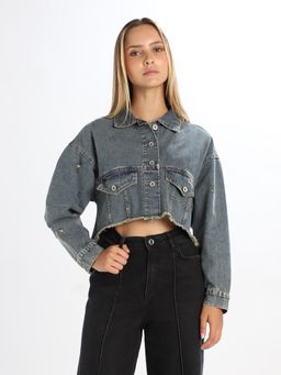 ONLY - Women's Solid Regular Fit Blue Jacket