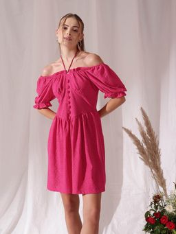 STREET 9 - Pink Schiffli dress