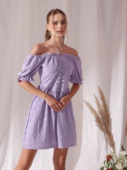 STREET 9 - Lavender Schiffli dress