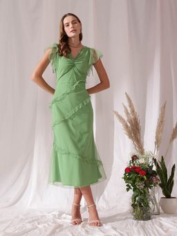 STREET 9 - Green Ruffle Dress