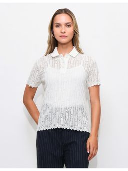 U.S. POLO ASSN. - White Laced Relaxed Fit Polo T-Shirt