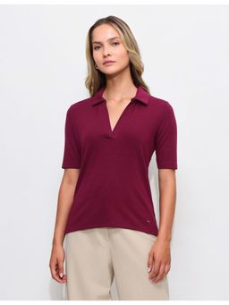U.S. POLO ASSN. - Maroon Textured Regular Fit Polo T-Shirt